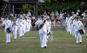 RAN Band Queensland plays during the Navy Indigenous Development Program graduation in Cairns, Queensland, 2021.