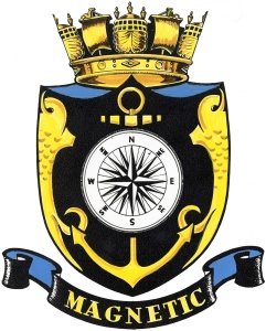 HMAS Magnetic’s badge, as worn during her time as a commissioned establishment.