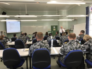 Reserve personnel attend a training presentation.