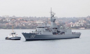 HMAS Warramunga sails in to Sydney Harbour after upgrading the Anti Ship Missile Defence capability.