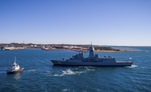 HMAS Arunta returns to Fleet Base West after completing the Anzac Mid-life Capability Assurance Program upgrade.